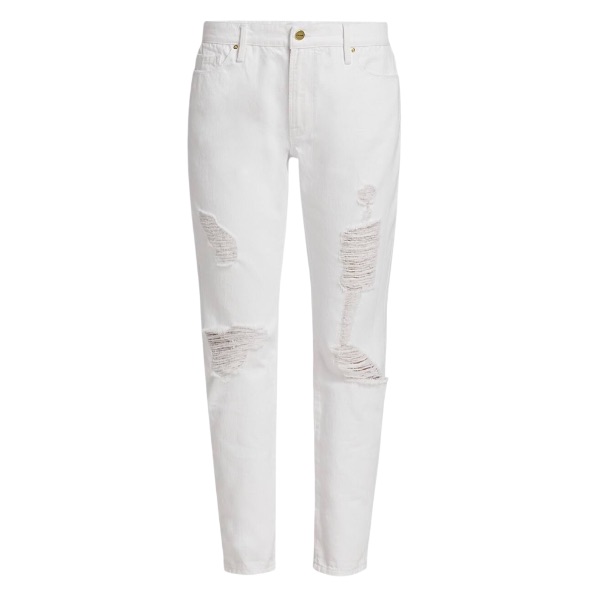 Frame White Ankle Jeans Distressed Denim Straight Leg Le Garon Women’s Size 24